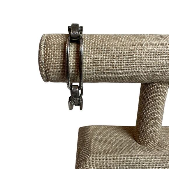 Brighton Large Engraved Links Silver Plated Bracelet 7.5” Long Chunky Jewelry - Picture 4 of 5